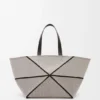 Xxl Puzzle Fold Tote in Canvas Jacquard and Calfskin