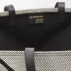 Xxl Puzzle Fold Tote in Canvas Jacquard and Calfskin