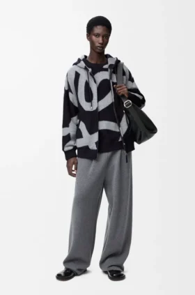 Zip-Up Hoodie in Wool and Cotton