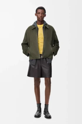 Zip-Up Jacket in Suede Lambskin